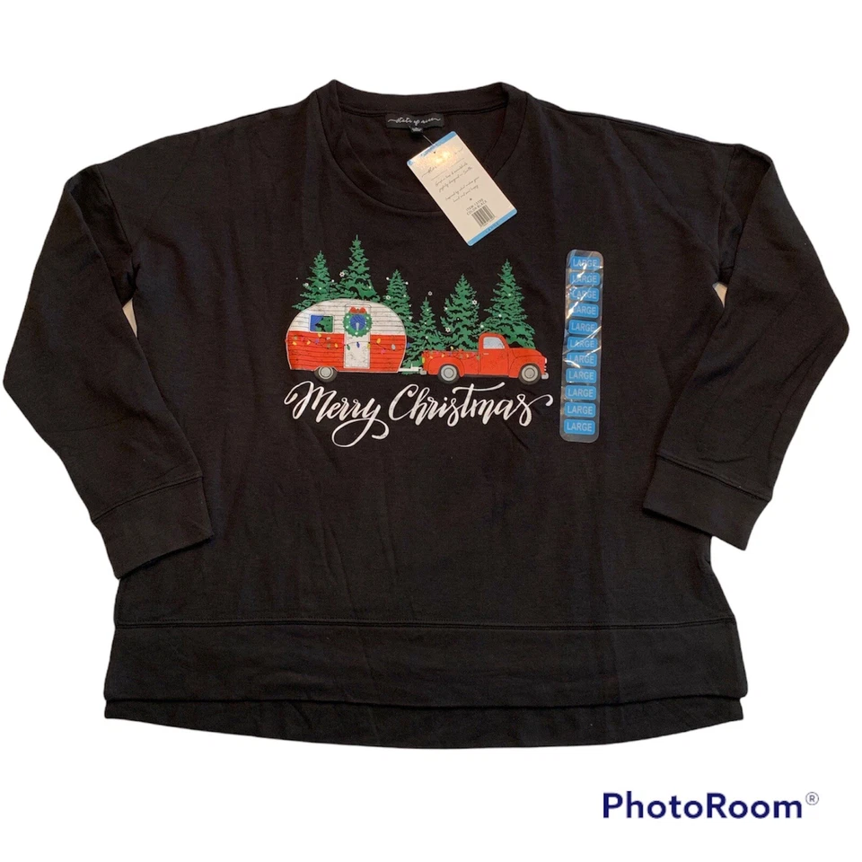 State of Mine Ladies Holiday Top Long Sleeve Black Large