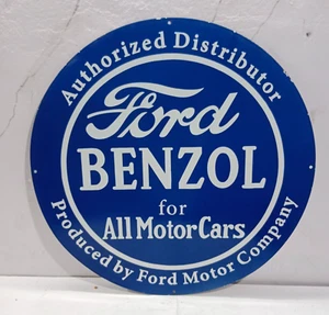 Ford Benzol Porcelain Enamel Sign 30 x 30 Inches 1 Side - Picture 1 of 6