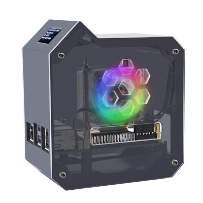 ABS Mini Tower Kit Black Enlosure Case for Raspberry Pi 5 with Cooler OLED - Image 1 of 4