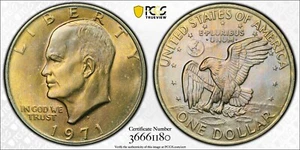 🎉👾1971-D Eisenhower Dollar PCGS MS65 - PURPLE ALIEN TONING PQ+!!!👾🎉 - Picture 1 of 3