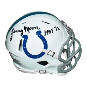 Lenny Moore Signed HOF 75 Inscription Indianapolis Colts Speed Mini Football Hel - Picture 1 of 4