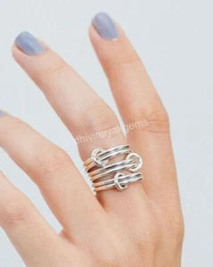 Anillo de banda mínima vinculado anillo giratorio plateado conector banda anillo inquietante anillo LO5 - Imagen 1 de 7