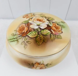 RS Germany Hand Painted Rose Trinket Dish Vanity Box Reinhold Schlegelmilch - Picture 1 of 10