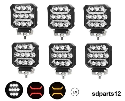 6x Feux Longue Porteé LED 12-24V 15W Spot+Veilleuse Ambre Rouge VTT 4x4 Camion - Photo 1/4