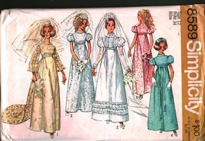 8589 Vintage Simplicity SEWING Pattern Misses 1969 Wedding Gown Bridesmaid Dress - Picture 1 of 2