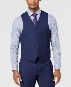 $215 Andrew Marc New York 36S Men's Blue Modern Fit Neat Suit Waistcoat Vest - Picture 1 of 4