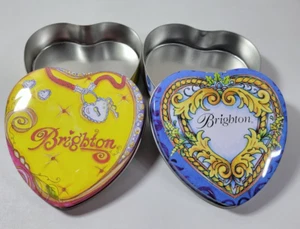 Lote de 2 latas Brighton en forma de corazón cajas de baratijas de joyería coleccionables vacías - Imagen 1 de 6