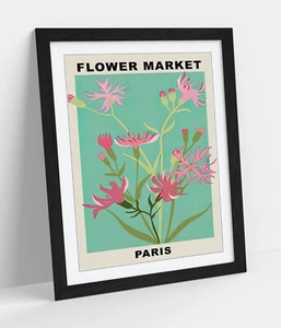 FLOWER MARKET PARIS POSTER HOME DECOR FRAMED WALL ART POSTER PRINT 4 SIZES - Picture 1 of 10