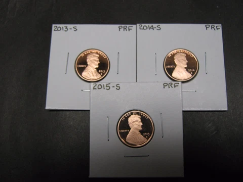 2013 S, 2014 S & 2015 S Proof  Lincoln Union Shield Penny/ Cents Cover