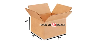 7x7x4 50 X Shipping Packing Mailing Moving Boxes Corrugated Carton 7" X 7" X 4" - Picture 1 of 3