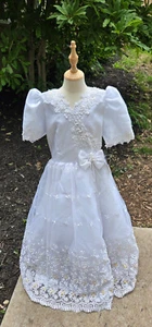 Sweet Kids White Beaded Dress w/Tulle Sz 8 Girls Flower Wedding Communion NWTs - Picture 1 of 6