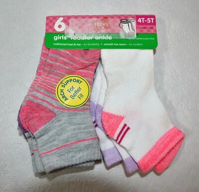 Hanes Calcetines Tobillo 6 Pares Talla 4T-5T Niña Nuevos  Foto 1 de 4