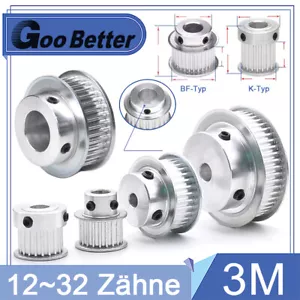 3M 12~32 Zähne Zahnrad Antrieb Riemenscheibe Zahnriemenrad für 10mm/15mm Breite - Bild 1 von 35