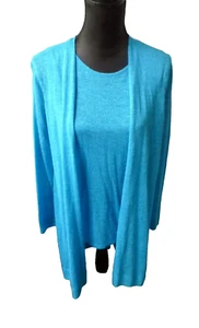 Sweater Duster Set Saks Fifth Ave NWT Turquoise Silk Blend Size Small Retail$340 - Picture 1 of 10