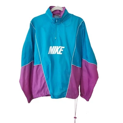 Chaqueta cortavientos NIKE vintage años 80-90 azul y púrpura de nailon, grande para hombre Foto 1 de 4