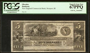 18__ Newport RI - N.E. Commercial Bank $5 - PCGS 67 PPQ - EXTROADINARY QULAITY - Picture 1 of 2