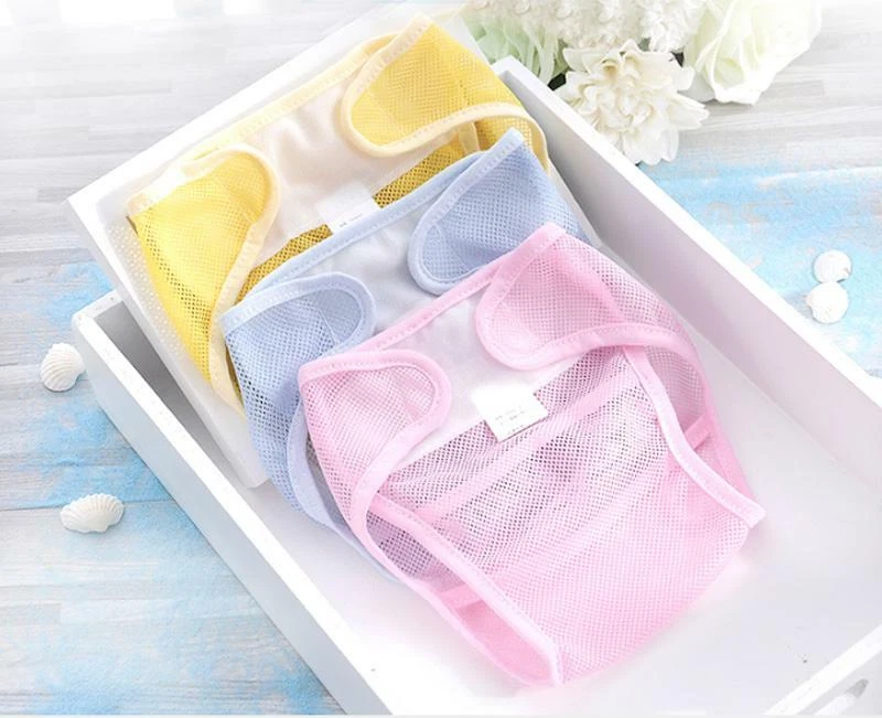 2pcs Baby Diaper Pants Reusable Net Grid Sticky Buckle Cover Training Pants  - Image 1 of 2