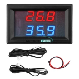 Termometro digitale DC 5~80V misuratore di temperatura con sonda NTC °C/°F doppio display - Foto 1 di 23