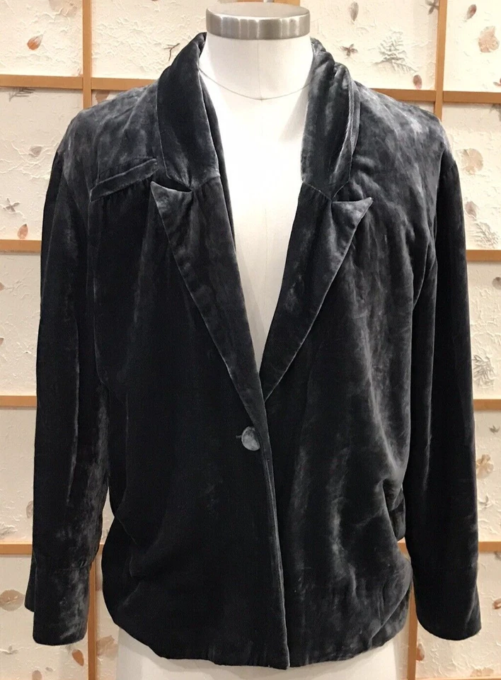 Chaqueta de Terciopelo Madison Marcus Gris Peltre Mezcla Seda Un Botón Para Mujer’s Mediana Foto 1 de 4