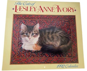 Kalender 1992 Lesley Anne Elfenbein Katzen unbeschriftet Vintage - Bild 1 von 9