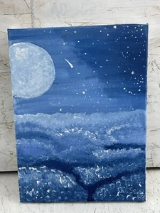 Pintura en lienzo pintada a mano para decoración de habitación infantil habitación de bebés "Midnight Marsh" - Imagen 1 de 6