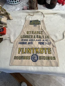 Vintage Flintkote Apron - Saginaw, Mi / Red Thred Apron Co. Bx67 - Picture 1 of 9