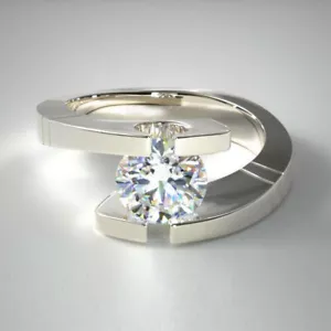 Trauring 2,60 Kt Solitär Hochzeit Ring Diamant Verlobungsring Weißgold-Finish - Bild 1 von 6