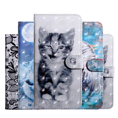 Leather Wallet Stand 3D Painted Flip Phone Case For iPhone XR 6 11 12 14 Pro Max - Image 1 of 4