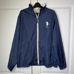 US Polo Assn. Windbreaker Jacke Herren Large Navy Mesh gefüttert Pony Logo Full Zip - Bild 1 von 9