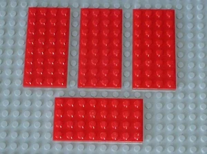 4 x LEGO Red plate 4 x 8 ref 3035 / Set 1077 8157 955 855 8654 7142 7665 7140... - Picture 1 of 1