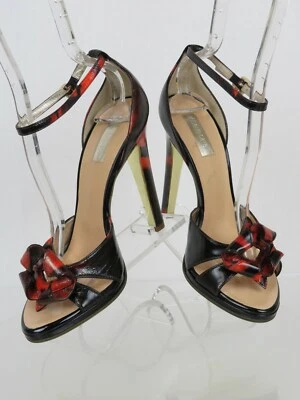 全新带盒 ROBERTO CAVALLI OMBRE 专利皮革蝴蝶结凉鞋 36 美国 5.5 — 第 1/4 张图片