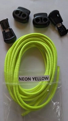 Cordones elásticos sin ataduras AMARILLO NEÓN cordones de bloqueo cuerdas de zapatos palanca de bloqueo Foto 1 de 4