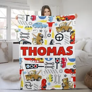 Personalized Disney Cars Blanket, Custom Name Cars Blanket, Lightning McQueen Sa - Picture 1 of 4