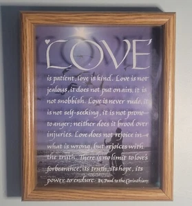 1 CORINTHIANS 13 WALL PLAQUE, Raised, vs 4 - 7, "Love is ..." - Picture 1 of 4