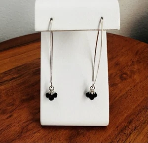 Silpada Obsidian Threader Sterling Silver  Earrings - Picture 1 of 6