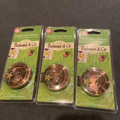 3 paquetes de ambientador de hibisco salvaje Bahama & Co. Waikiki clip de ventilación automática perfumado Foto 1 de 3