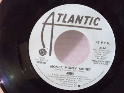 ABBA,Atlantic 3434,"Money, Money, Money",US,7" 45,1976 Euro Pop,PROMO, Mint - Image 1 of 2