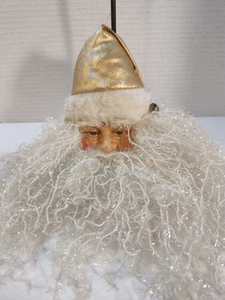 Vintage Santa Claus Ornament Christmas Hard P Tinsel 10" Long - Picture 1 of 6