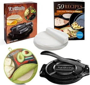 Tortillada Premium Cast Iron Tortilla Press 16-25cm Flat Bread Roti Dumplings - Picture 1 of 39
