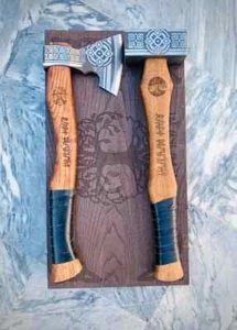 Handgefertigter Wikingerhammer und Axt handgeschmiedeter Kohlenstoffstahl am besten für Weihnachten Geschenkidee - Bild 1 von 9