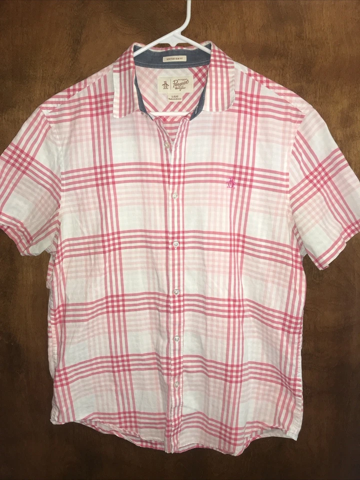 Penguin by Munsingwear Heritage Calce Ajustado Botones Rosa Cuadros Talla L (1-7) Foto 1 de 4