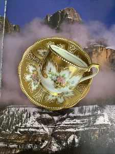 Royal Albert Crown China “Royalty” Hand Painted Gold Floral Cup & Saucer Chip - Picture 1 of 19