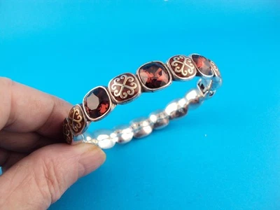 BRAZALETE BRIGHTON TRIBECA DUQUESA ROJO GRANATE CRISTAL BISAGRAS Foto 1 de 4