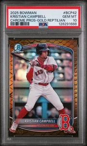 2025 Bowman Chrome #BCP42 Kristian Campbell Chrome Pros-Gold Reptilian PSA 10 - Bild 1 von 2