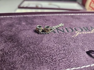 Authentic Pandora Sterling Silver/14k Gold Heart Safety Chain #790307 - Picture 1 of 4