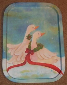 VINT. 1988 TENERO CUORE TESORI METALLO VASSOIO NATALE OCHE 11 1/4" X 15 3/4" - Foto 1 di 4