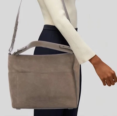 Bolso de Hombro All Saints Cooper EW Este/Oeste Gris Visón Gamuza Cuero Foto 1 de 4