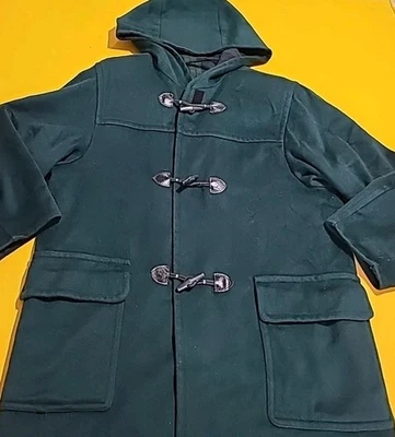 Abrigo largo vintage 100 % lana pura para mujer chaqueta verde EE. UU. Foto 1 de 4