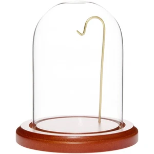 Plymor 3" x 4" Watch Glass Display Dome Cloche (Walnut MDF Base & Brass Wire) - Picture 1 of 2