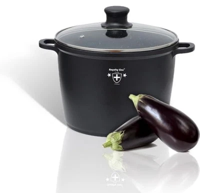 - Suppentopf 28cm 105L schwarz Marmorbeschichtung Antihaft Topf Topf mit Glas... - Bild 1 von 4